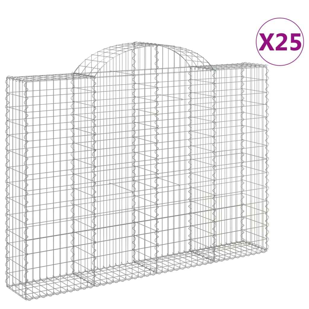 Συρματοκιβώτια Τοξωτά 25 τεμ. 200x30x140/160 εκ. Γαλβαν. Ατσάλι