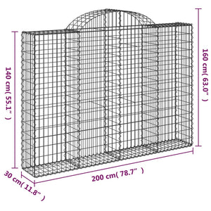 Συρματοκιβώτια Τοξωτά 25 τεμ. 200x30x140/160 εκ. Γαλβαν. Ατσάλι