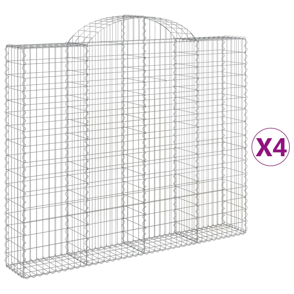 Συρματοκιβώτια Τοξωτά 4 τεμ. 200x30x160/180 εκ. Γαλβαν. Ατσάλι - Pakobazaar