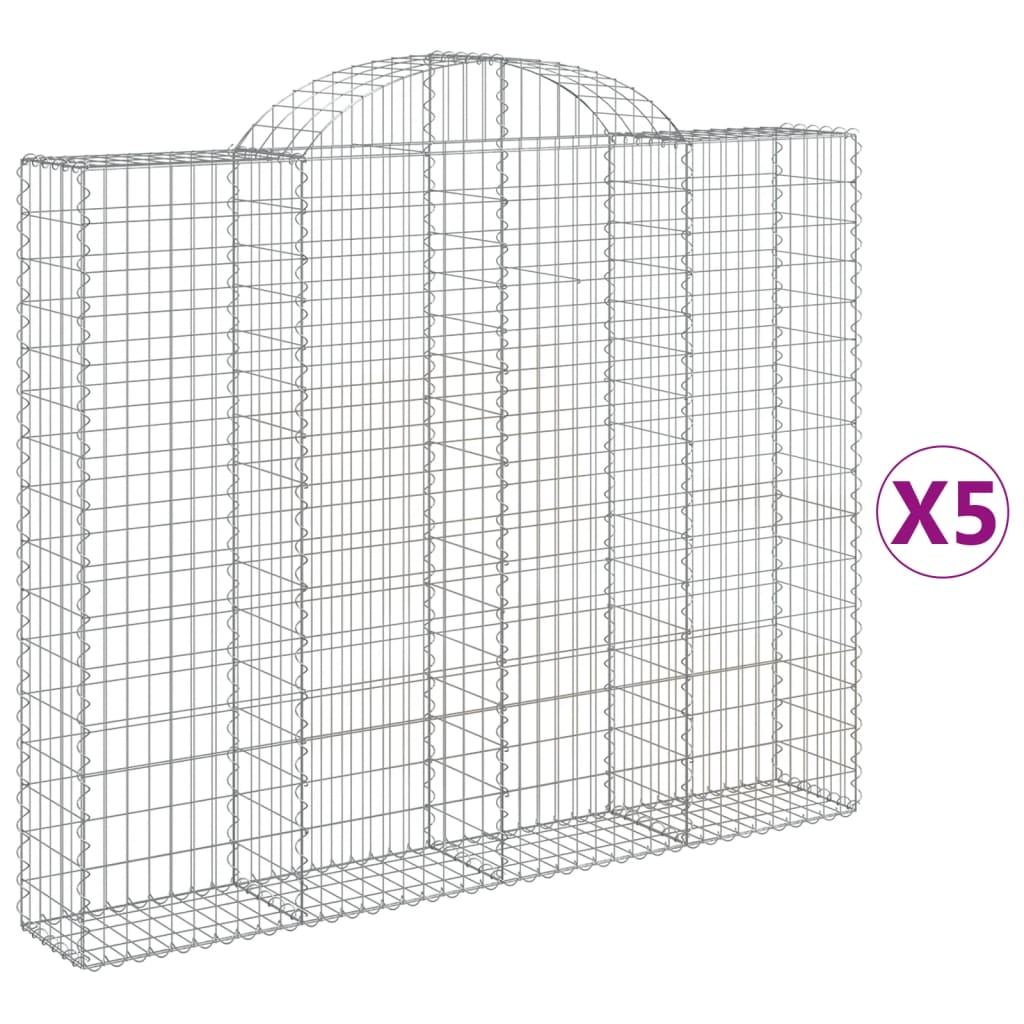 Συρματοκιβώτια Τοξωτά 5 τεμ. 200x30x160/180 εκ. Γαλβαν. Ατσάλι