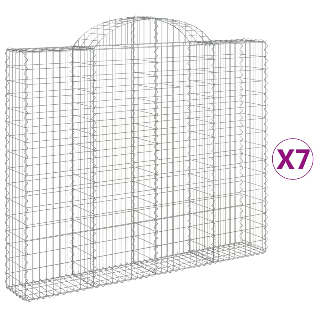 Συρματοκιβώτια Τοξωτά 7 τεμ. 200x30x160/180 εκ. Γαλβαν. Ατσάλι - Pakobazaar