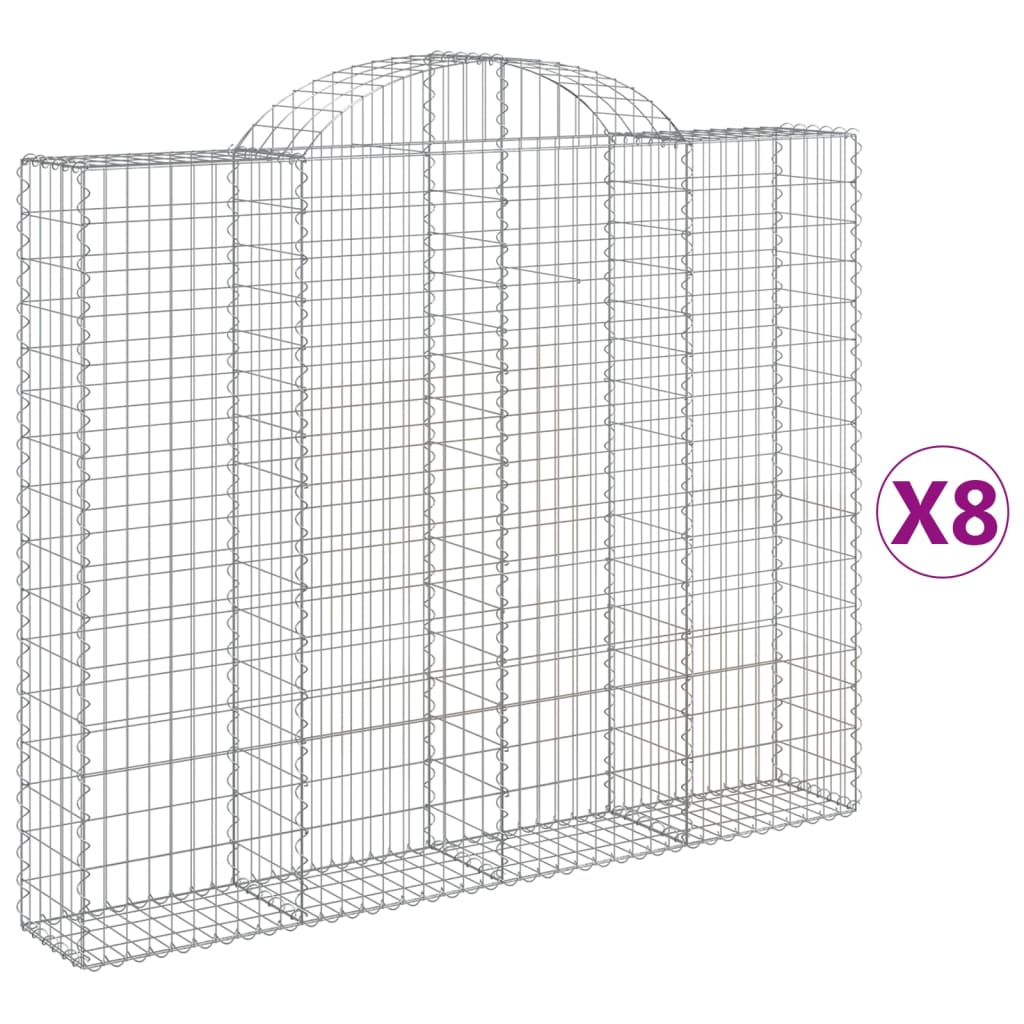 Συρματοκιβώτια Τοξωτά 8 τεμ. 200x30x160/180 εκ. Γαλβαν. Ατσάλι - Pakobazaar