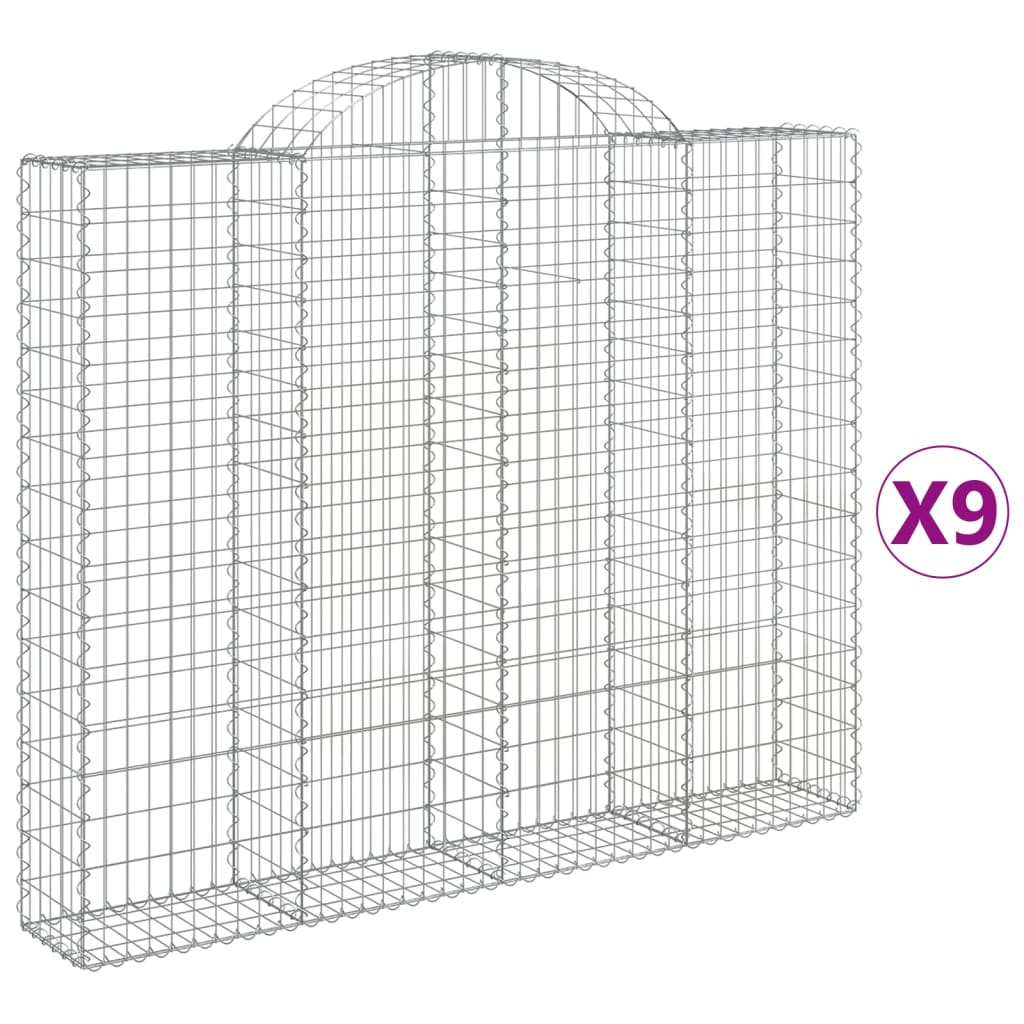 Συρματοκιβώτια Τοξωτά 9 τεμ. 200x30x160/180 εκ. Γαλβαν. Ατσάλι - Pakobazaar