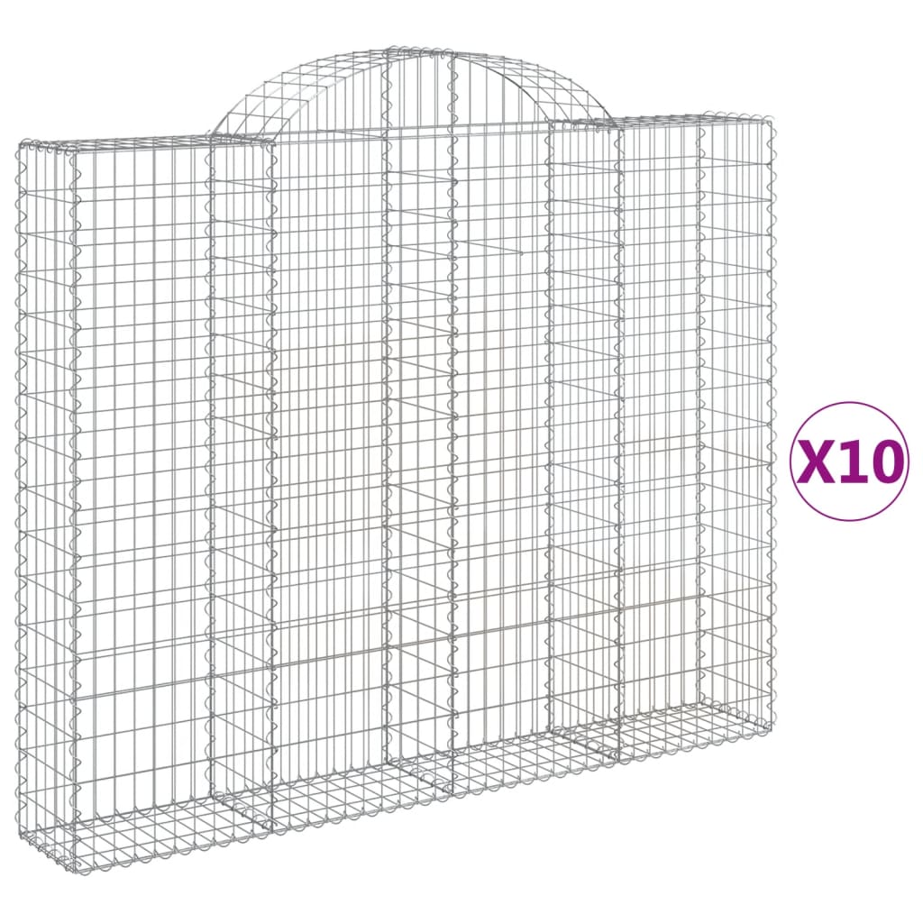 Συρματοκιβώτια Τοξωτά 10 τεμ. 200x30x160/180 εκ. Γαλβαν. Ατσάλι - Pakobazaar