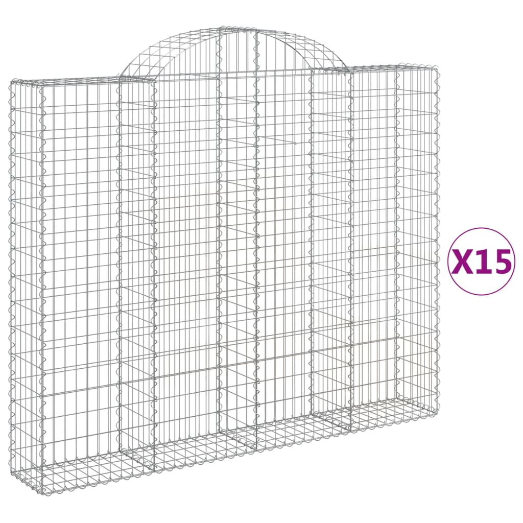 Συρματοκιβώτια Τοξωτά 15 τεμ. 200x30x160/180 εκ. Γαλβαν. Ατσάλι
