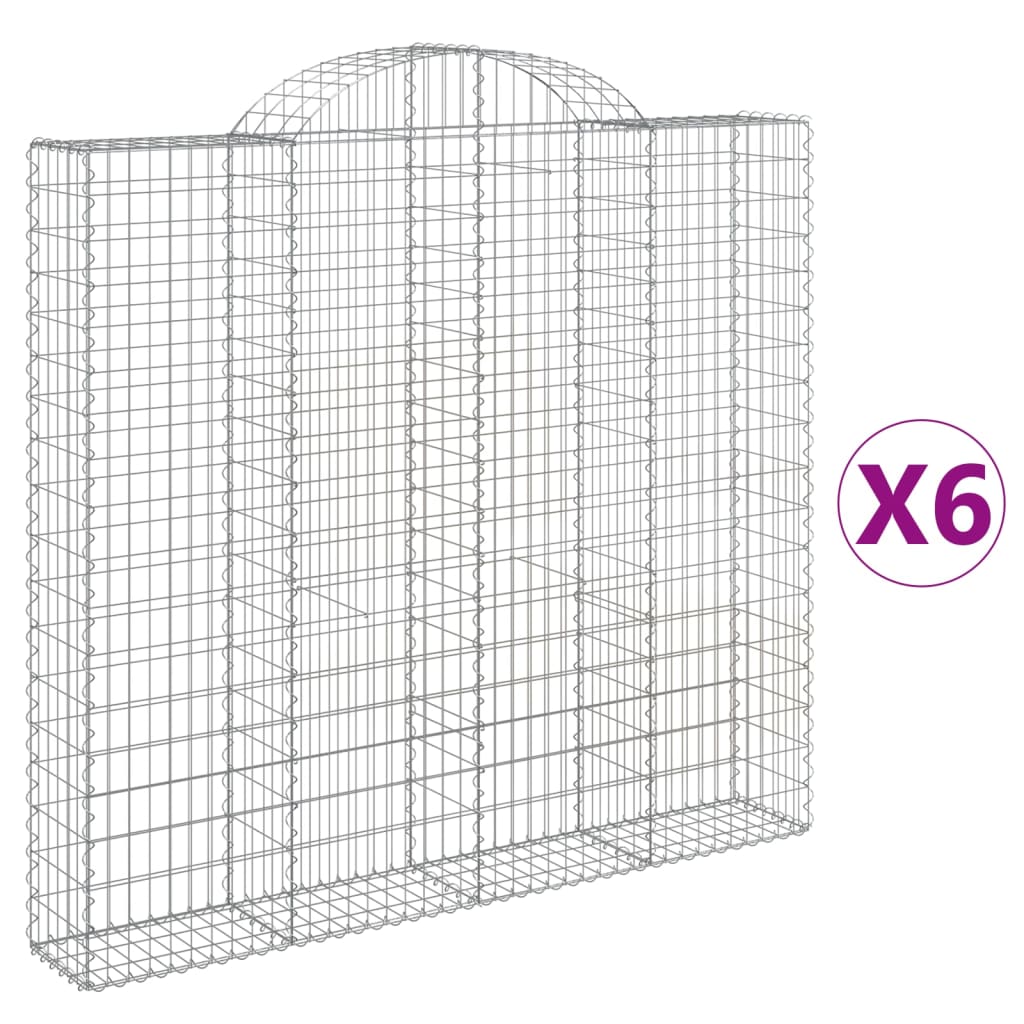 Συρματοκιβώτια Τοξωτά 6 τεμ. 200x30x180/200 εκ. Γαλβαν. Ατσάλι - Pakobazaar
