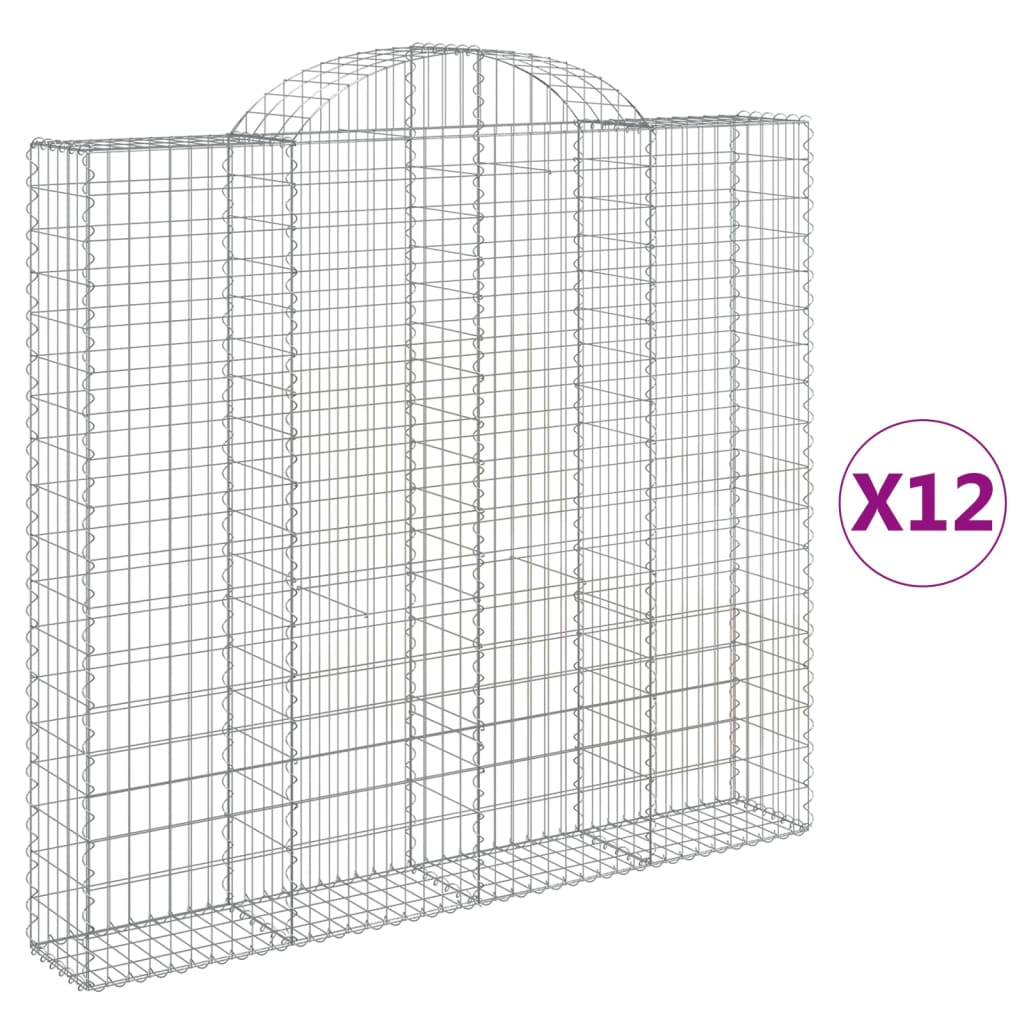 Συρματοκιβώτια Τοξωτά 12 τεμ. 200x30x180/200 εκ. Γαλβαν. Ατσάλι