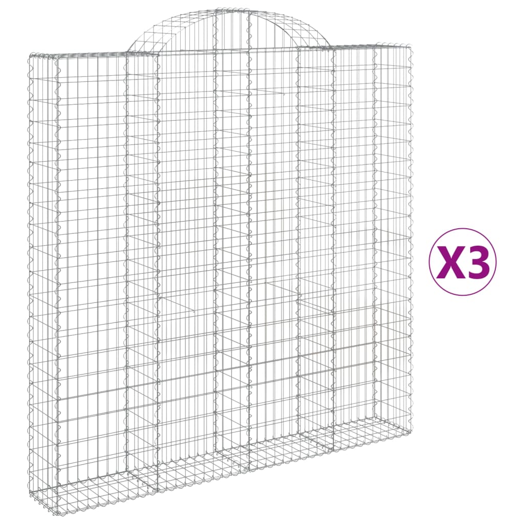 Συρματοκιβώτια Τοξωτά 3 τεμ. 200x30x200/220 εκ. Γαλβαν. Ατσάλι - Pakobazaar