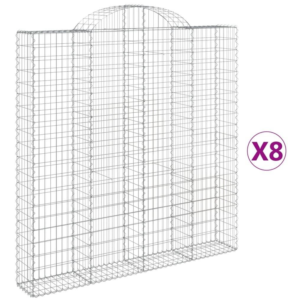Συρματοκιβώτια Τοξωτά 8 τεμ. 200x30x200/220 εκ. Γαλβαν. Ατσάλι
