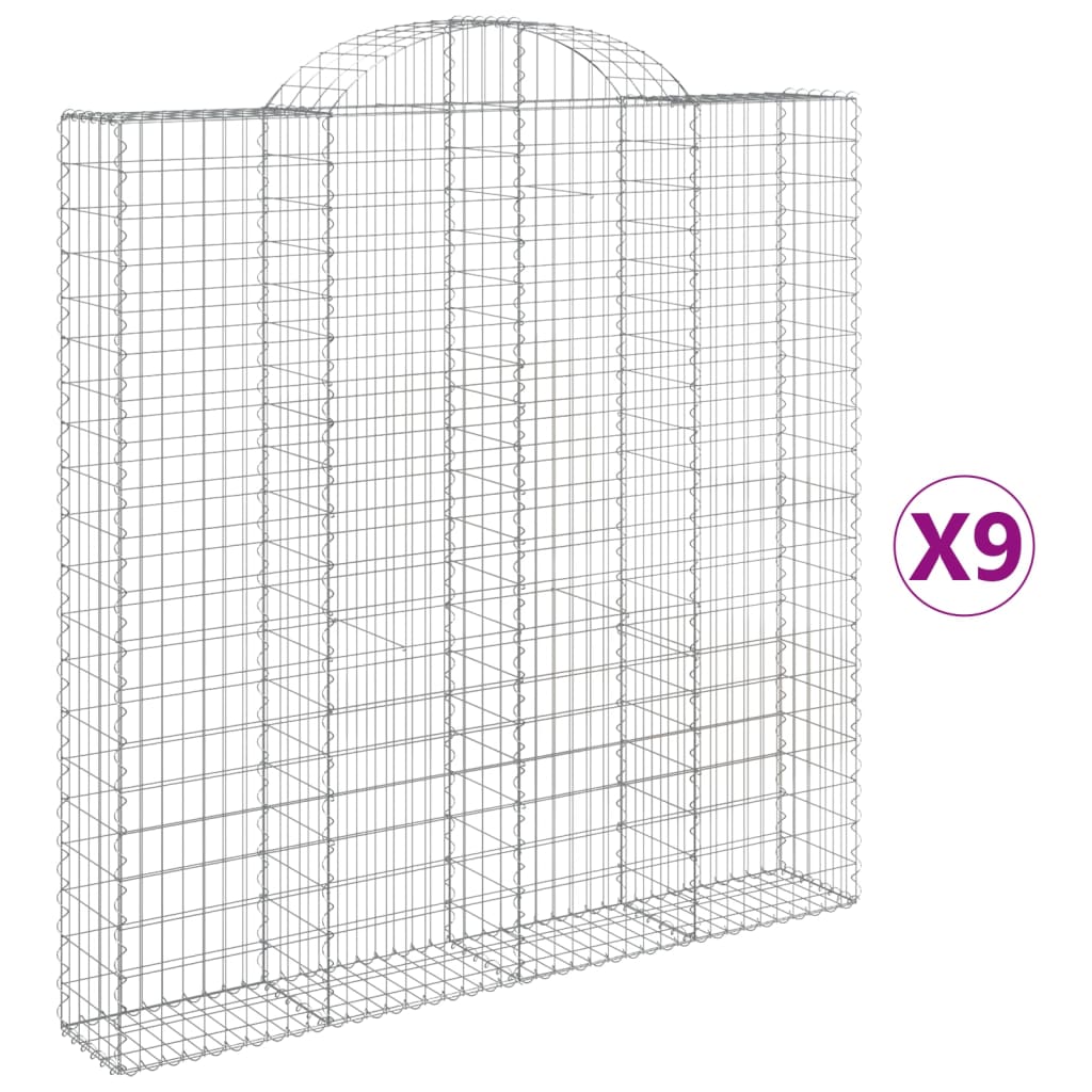 Συρματοκιβώτια Τοξωτά 9 τεμ. 200x30x200/220 εκ. Γαλβαν. Ατσάλι