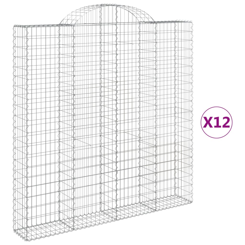 Συρματοκιβώτια Τοξωτά 12 τεμ. 200x30x200/220 εκ. Γαλβαν. Ατσάλι