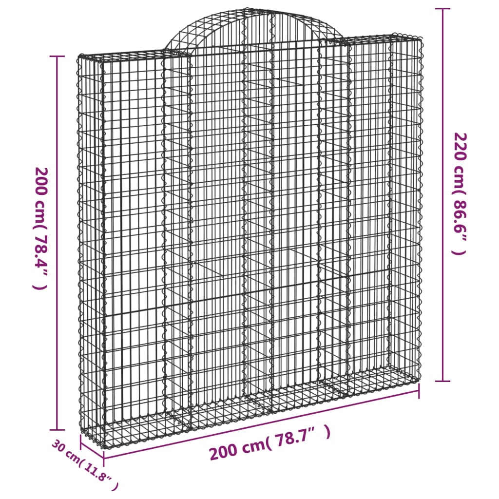 Συρματοκιβώτια Τοξωτά 14 τεμ. 200x30x200/220 εκ. Γαλβαν. Ατσάλι - Pakobazaar