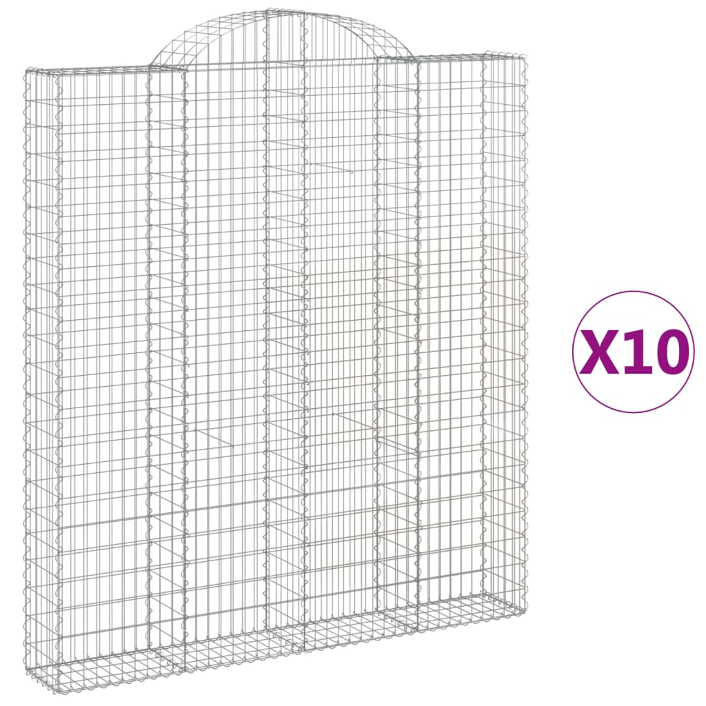 Συρματοκιβώτια Τοξωτά 10 τεμ. 200x30x220/240 εκ. Γαλβαν. Ατσάλι - Pakobazaar