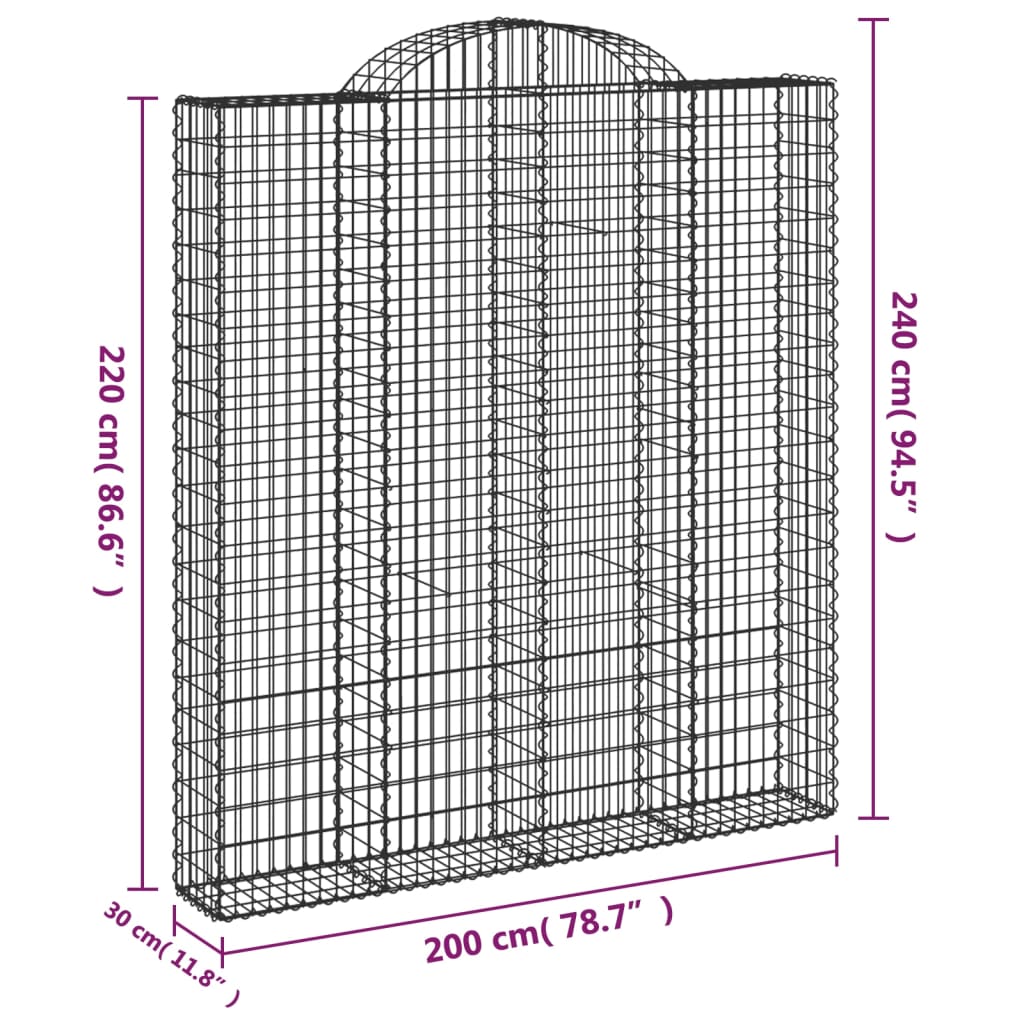 Συρματοκιβώτια Τοξωτά 10 τεμ. 200x30x220/240 εκ. Γαλβαν. Ατσάλι - Pakobazaar