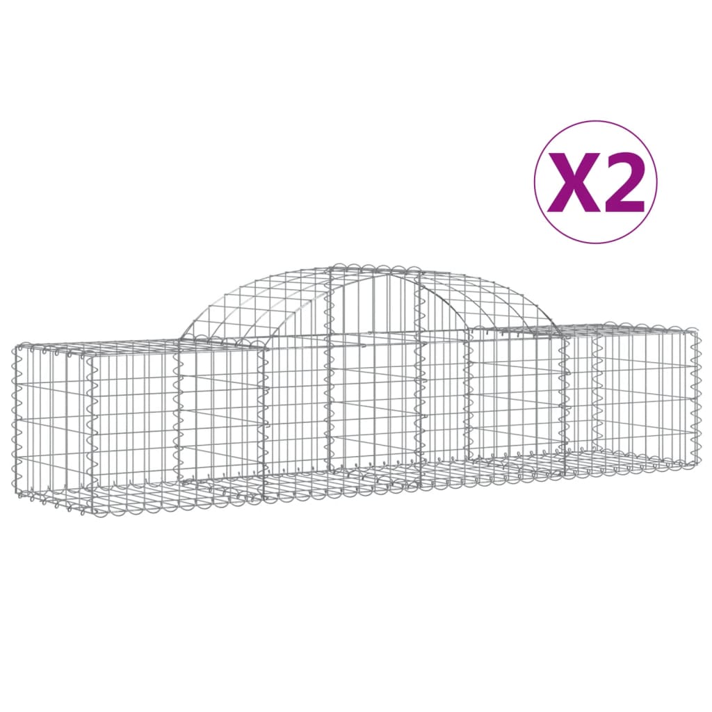 Συρματοκιβώτια Τοξωτά 2 τεμ. 200x50x40/60 εκ. Γαλβαν. Ατσάλι