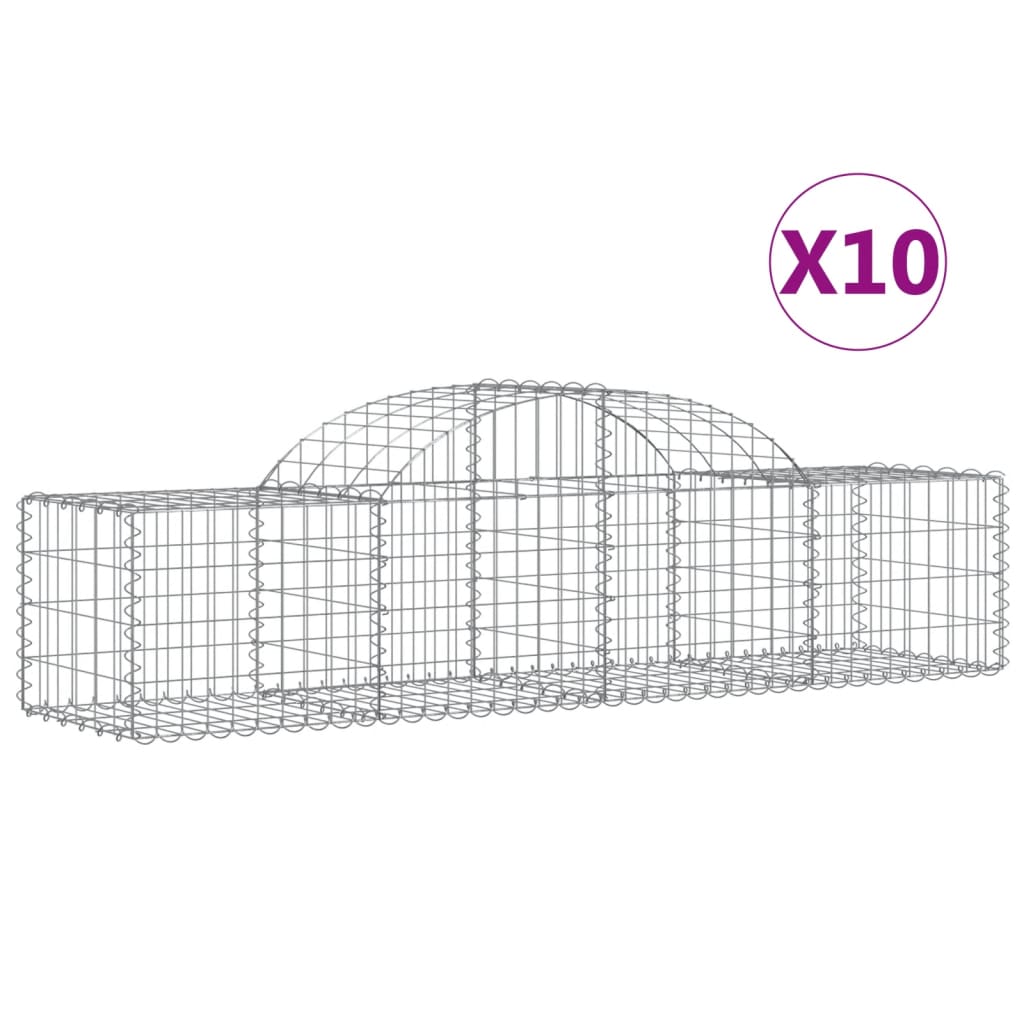 Συρματοκιβώτια Τοξωτά 10 τεμ. 200x50x40/60 εκ. Γαλβαν. Ατσάλι