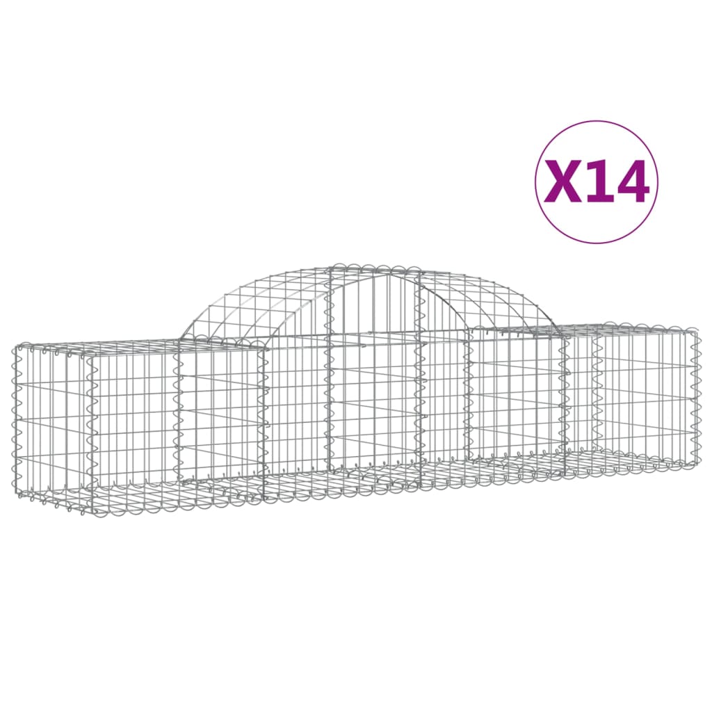 Συρματοκιβώτια Τοξωτά 14 τεμ. 200x50x40/60 εκ. Γαλβαν. Ατσάλι
