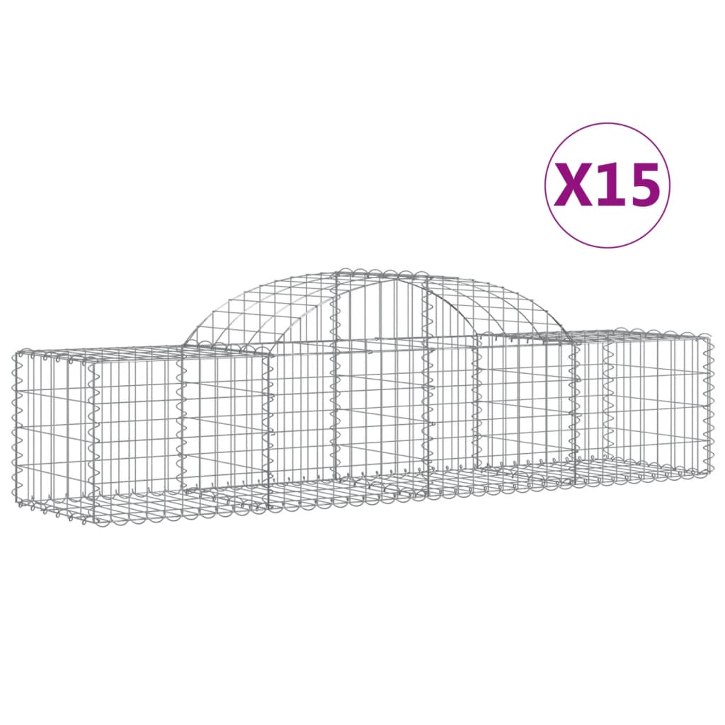 Συρματοκιβώτια Τοξωτά 15 τεμ. 200x50x40/60 εκ. Γαλβαν. Ατσάλι