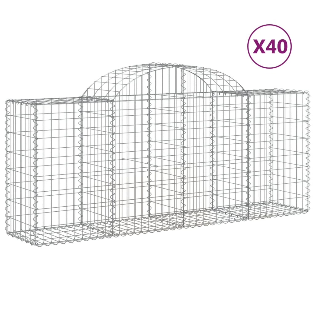 Συρματοκιβώτια Τοξωτά 40 τεμ. 200x50x80/100 εκ. Γαλβαν. Ατσάλι