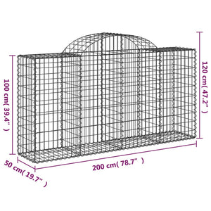 Συρματοκιβώτια Τοξωτά 3 τεμ. 200x50x100/120 εκ. Γαλβαν. Ατσάλι