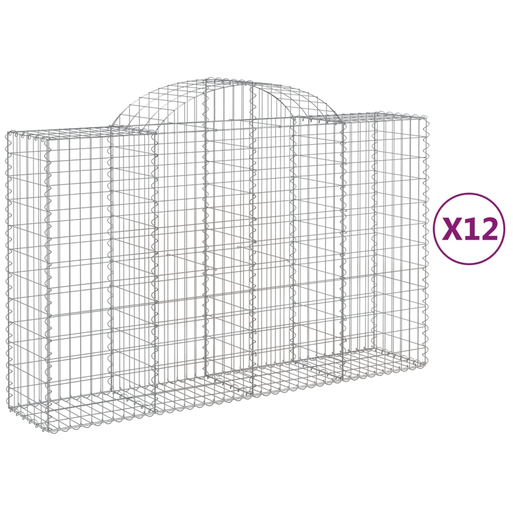Συρματοκιβώτια Τοξωτά 12 τεμ. 200x50x120/140 εκ. Γαλβαν. Ατσάλι