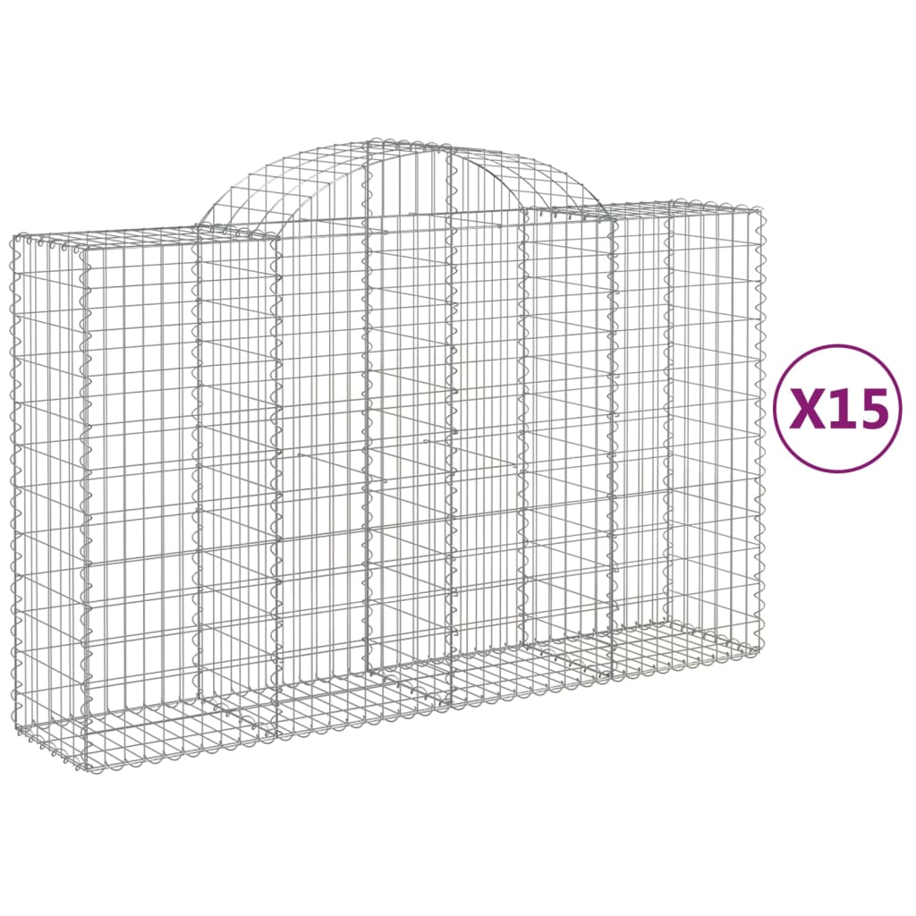 Συρματοκιβώτια Τοξωτά 15 τεμ. 200x50x120/140 εκ. Γαλβαν. Ατσάλι