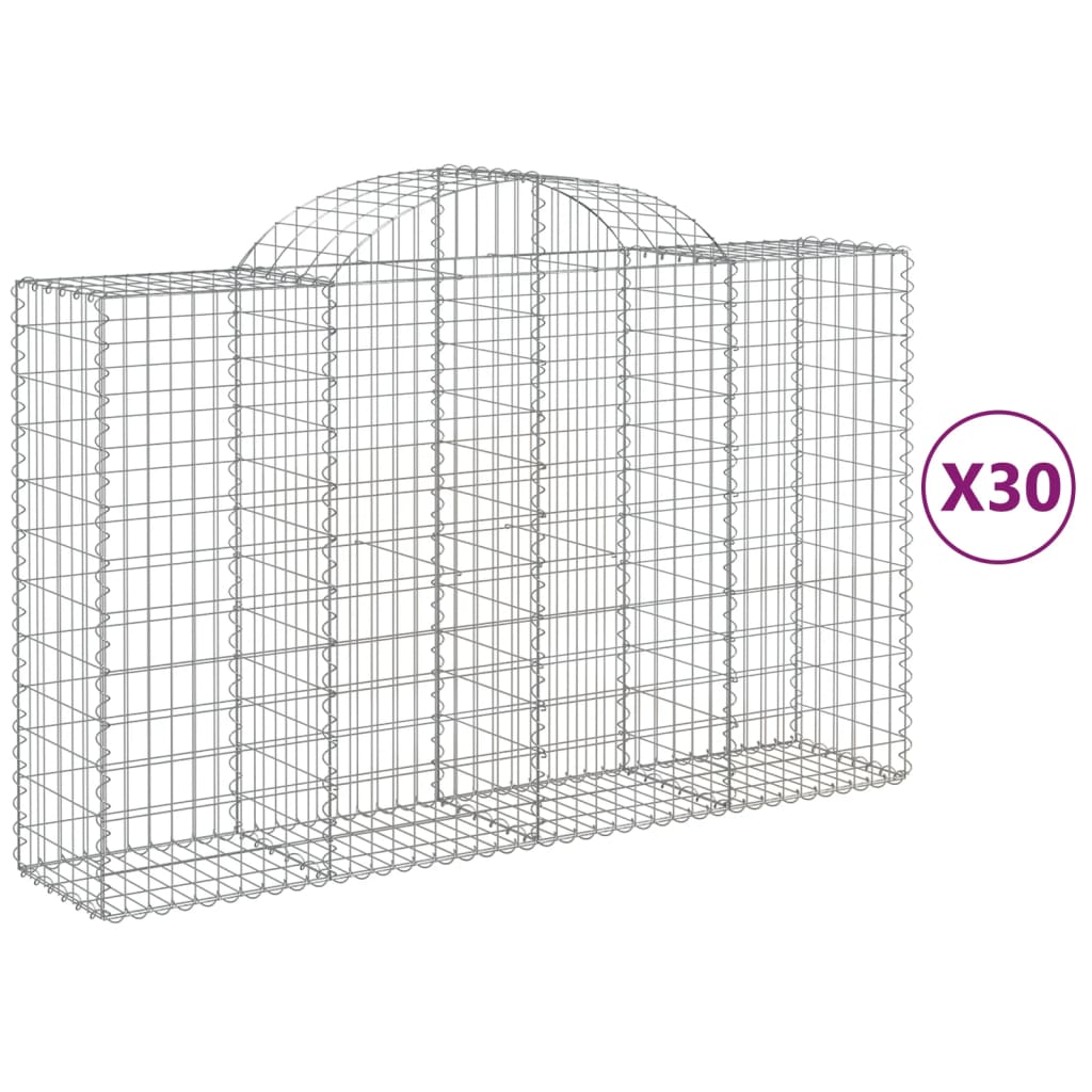 Συρματοκιβώτια Τοξωτά 30 τεμ. 200x50x120/140 εκ. Γαλβαν. Ατσάλι