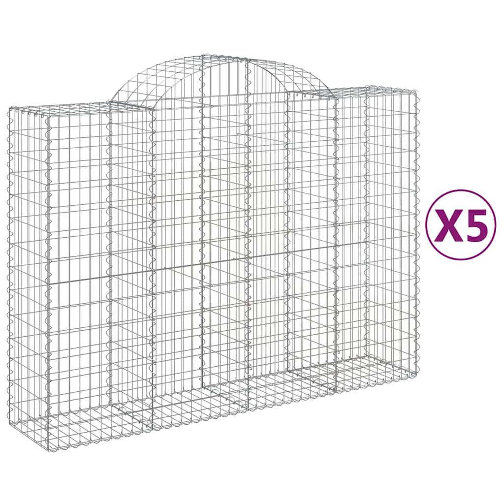 Συρματοκιβώτια Τοξωτά 5 τεμ. 200x50x140/160 εκ. Γαλβαν. Ατσάλι