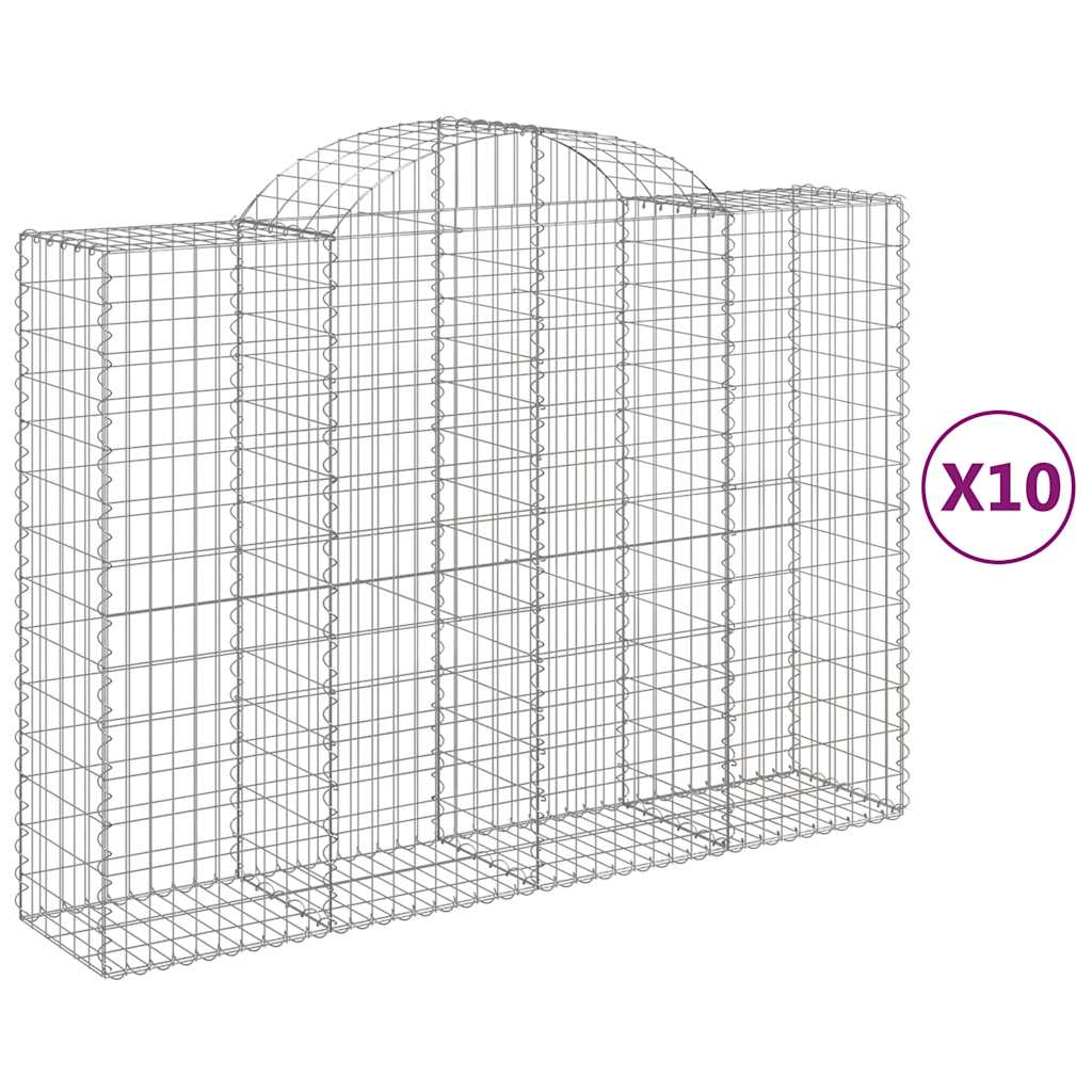 Συρματοκιβώτια Τοξωτά 10 τεμ. 200x50x140/160 εκ. Γαλβαν. Ατσάλι