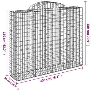 Συρματοκιβώτια Τοξωτά 7 τεμ. 200x50x160/180 εκ. Γαλβαν. Ατσάλι