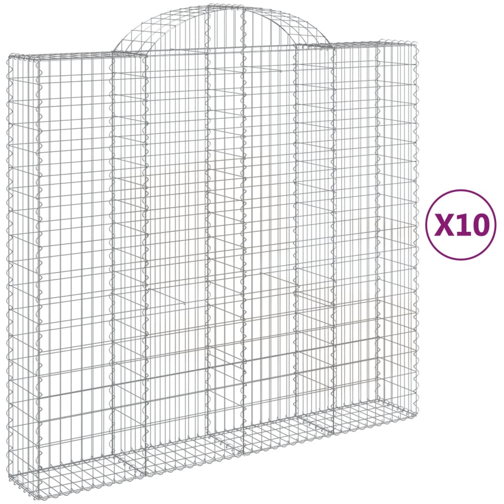 Συρματοκιβώτια Τοξωτά 10 τεμ. 200x50x180/200 εκ. Γαλβαν. Ατσάλι