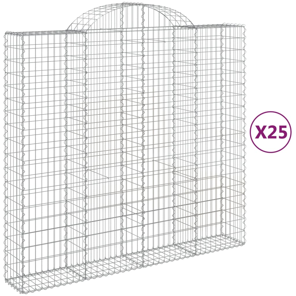 Συρματοκιβώτια Τοξωτά 25 τεμ. 200x50x180/200 εκ. Γαλβαν. Ατσάλι