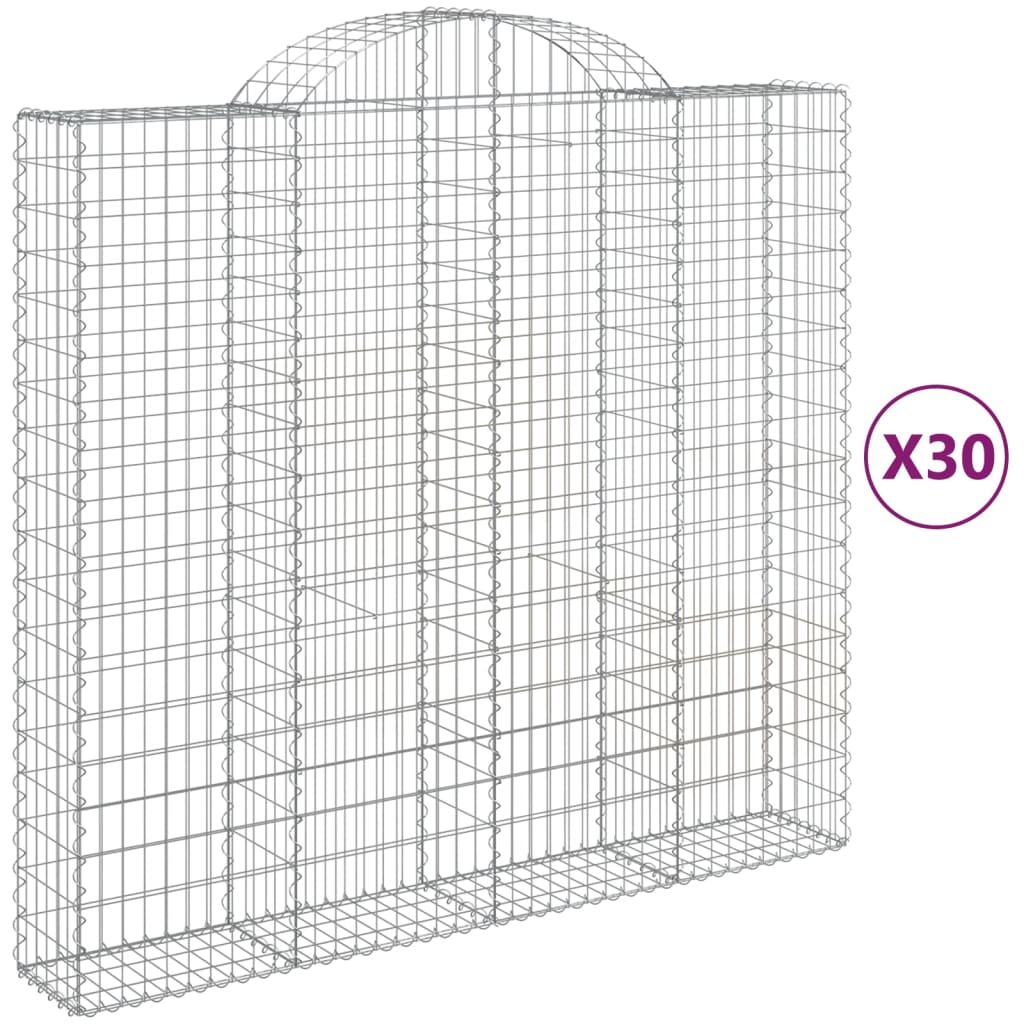 Συρματοκιβώτια Τοξωτά 30 τεμ. 200x50x180/200 εκ. Γαλβαν. Ατσάλι