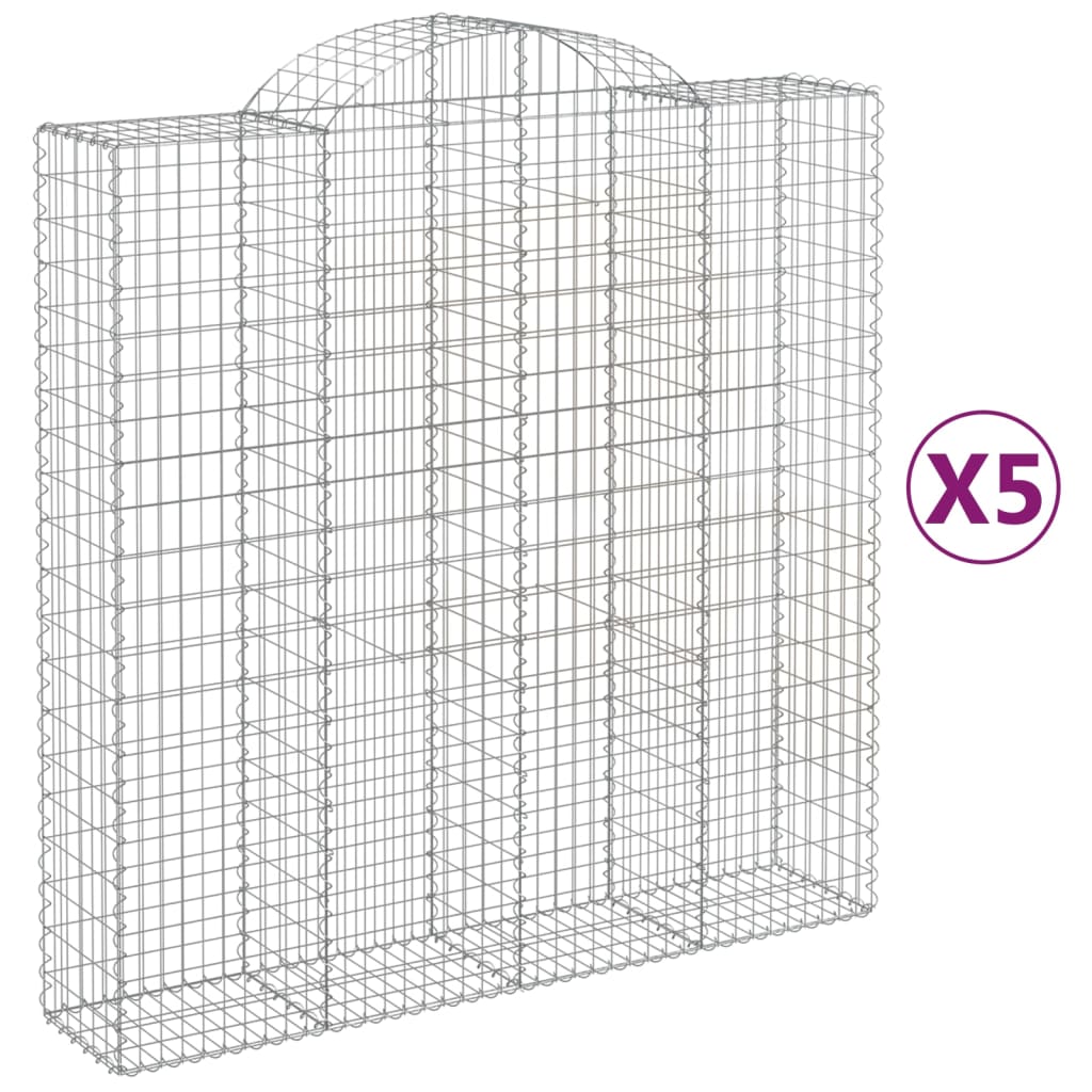 Συρματοκιβώτια Τοξωτά 5 τεμ. 200x50x200/220 εκ. Γαλβαν. Ατσάλι