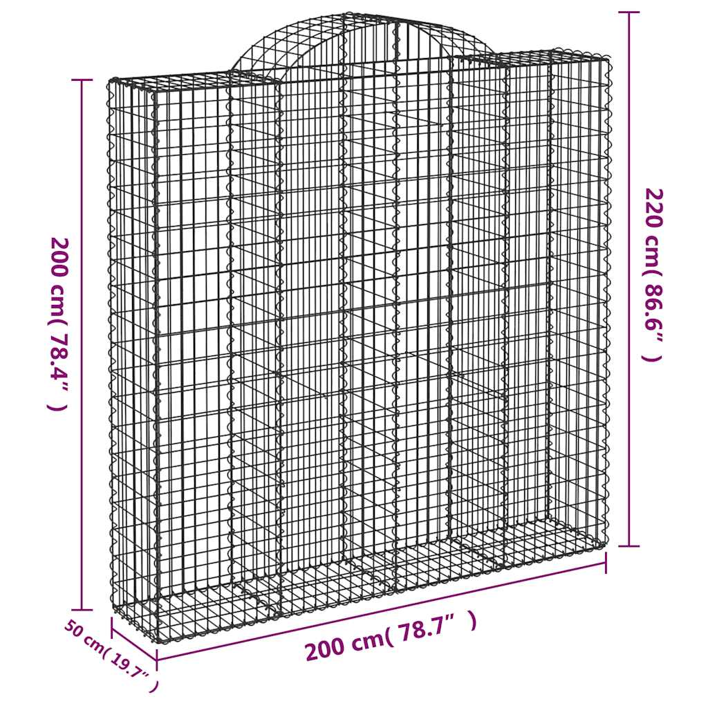 Συρματοκιβώτια Τοξωτά 7 τεμ. 200x50x200/220 εκ. Γαλβαν. Ατσάλι