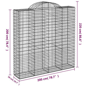 Συρματοκιβώτια Τοξωτά 7 τεμ. 200x50x200/220 εκ. Γαλβαν. Ατσάλι