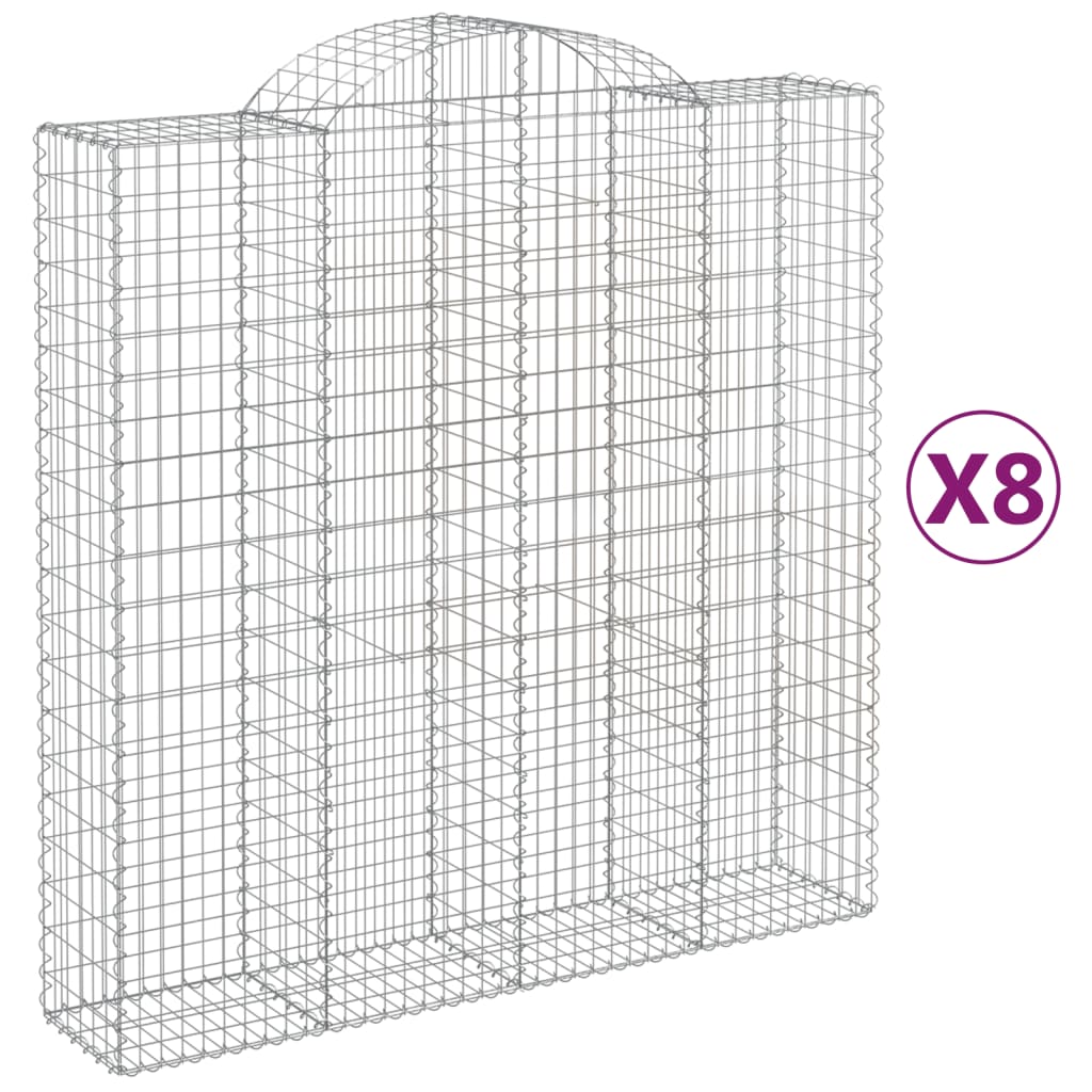 Συρματοκιβώτια Τοξωτά 8 τεμ. 200x50x200/220 εκ. Γαλβαν. Ατσάλι