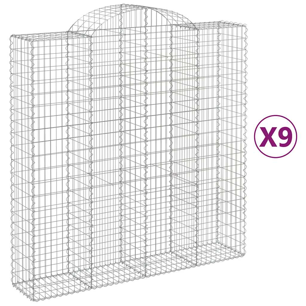 Συρματοκιβώτια Τοξωτά 9 τεμ. 200x50x200/220 εκ. Γαλβαν. Ατσάλι
