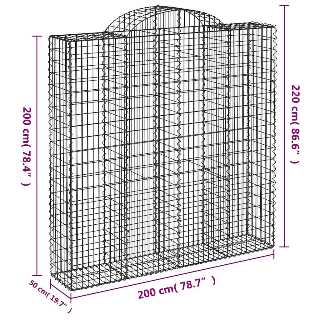Συρματοκιβώτια Τοξωτά 9 τεμ. 200x50x200/220 εκ. Γαλβαν. Ατσάλι