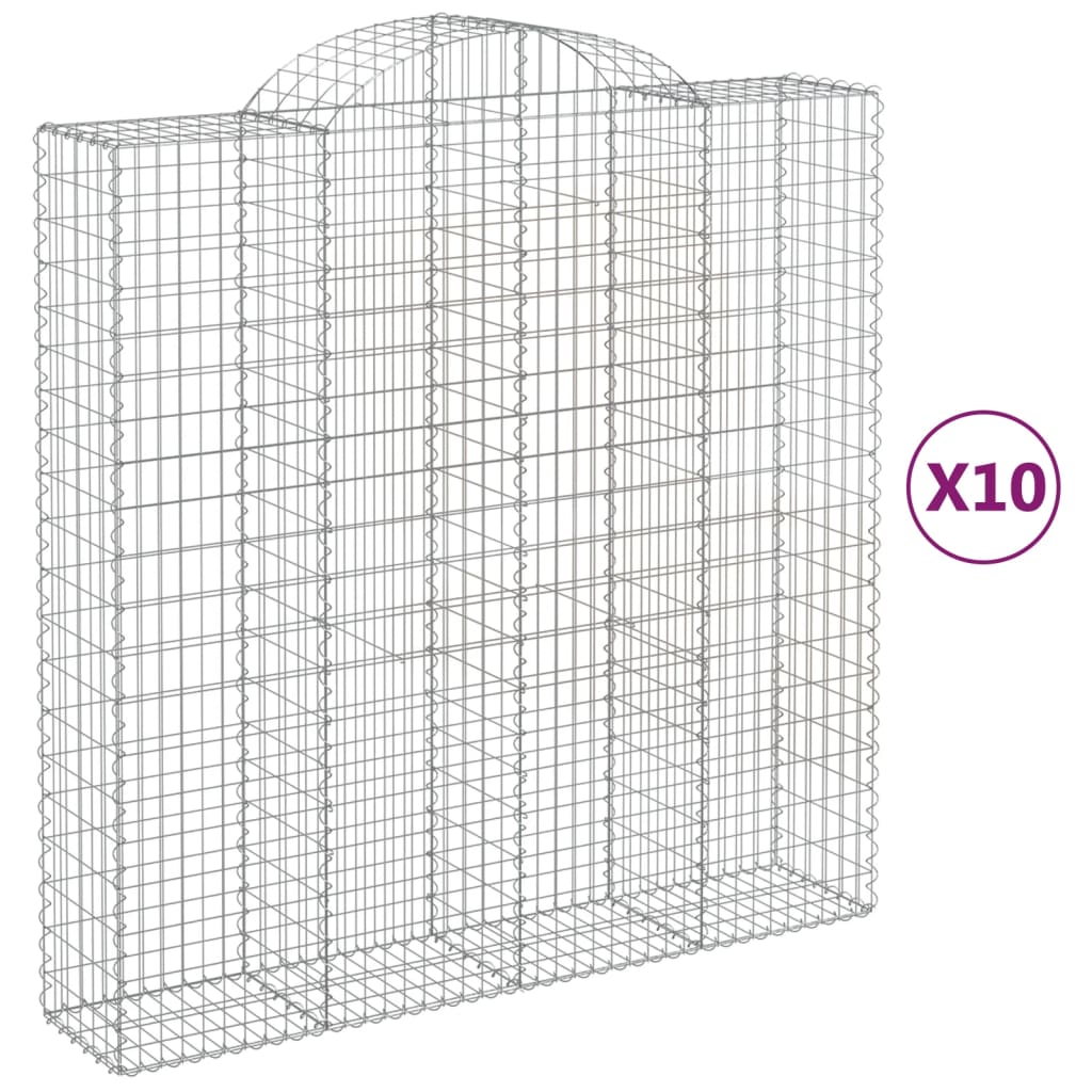 Συρματοκιβώτια Τοξωτά 10 τεμ. 200x50x200/220 εκ. Γαλβαν. Ατσάλι
