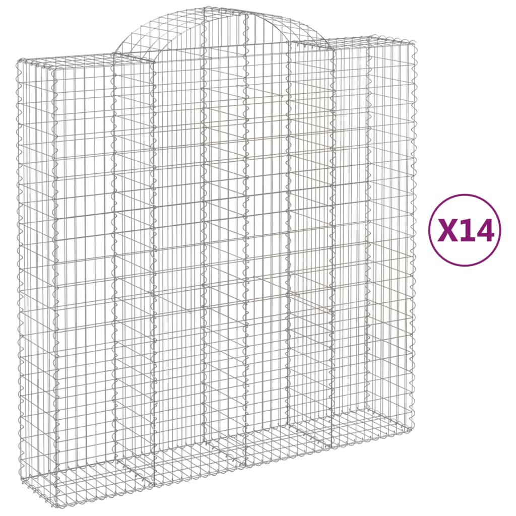 Συρματοκιβώτια Τοξωτά 14 τεμ. 200x50x200/220 εκ. Γαλβαν. Ατσάλι
