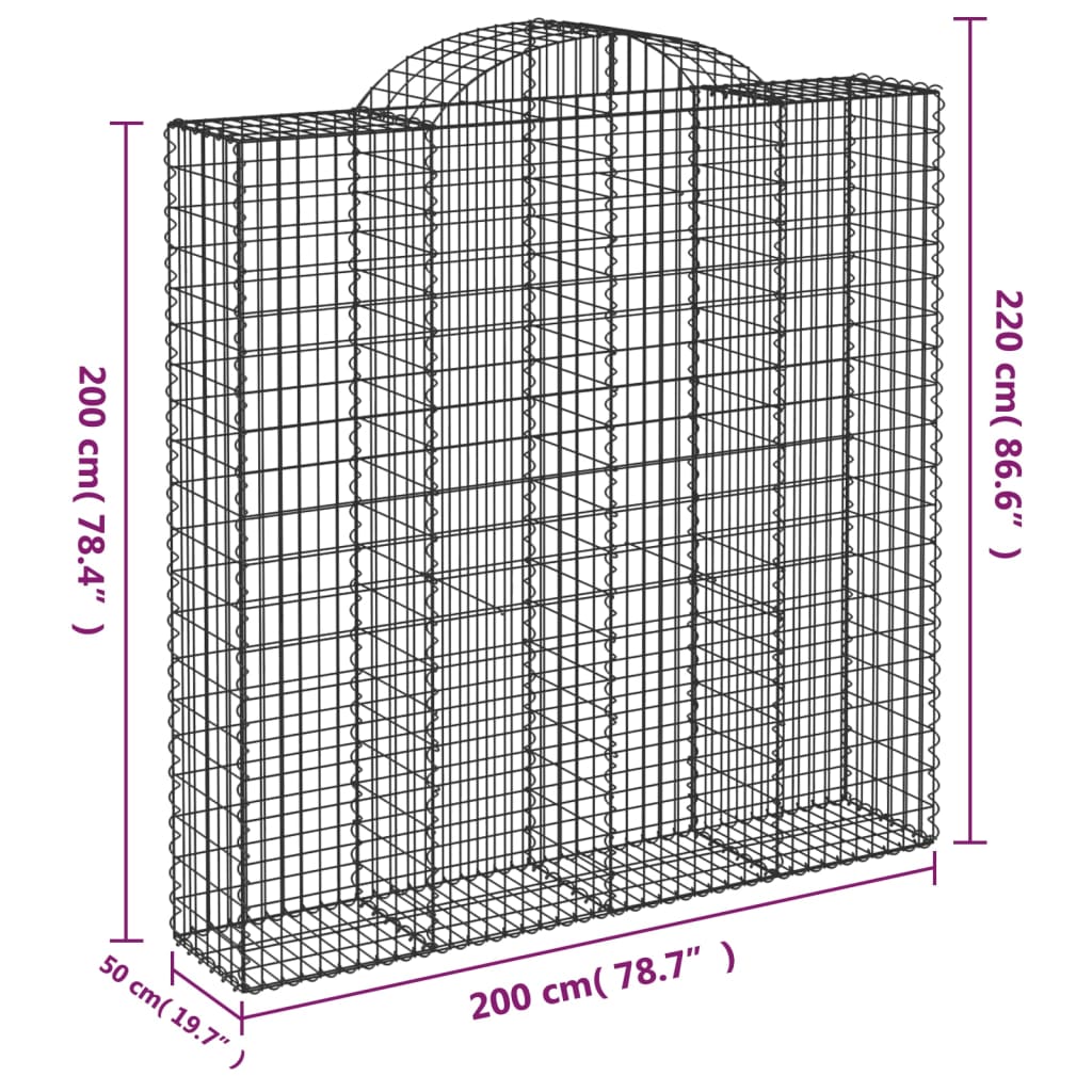 Συρματοκιβώτια Τοξωτά 14 τεμ. 200x50x200/220 εκ. Γαλβαν. Ατσάλι