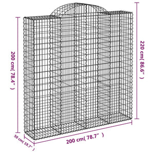 Συρματοκιβώτια Τοξωτά 14 τεμ. 200x50x200/220 εκ. Γαλβαν. Ατσάλι