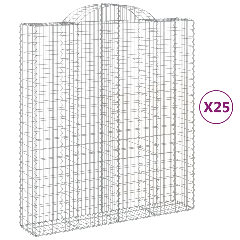 Καλάθια Συρματοπλέγματα με Αψίδα 25 τεμ. 200x50x220/240 εκ. από Γαλβανισμένο Σίδηρο - Pakobazaar