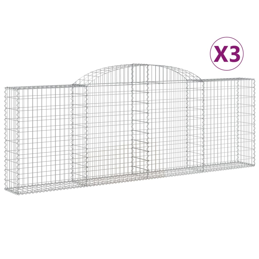 Συρματοκιβώτια Τοξωτά 3 τεμ. 300x30x100/120 εκ. Γαλβαν. Ατσάλι
