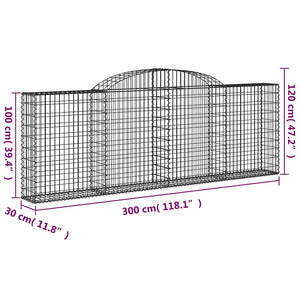 Συρματοκιβώτια Τοξωτά 5 τεμ. 300x30x100/120 εκ. Γαλβαν. Ατσάλι