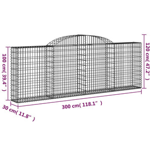 Συρματοκιβώτια Τοξωτά 6 τεμ. 300x30x100/120 εκ. Γαλβαν. Ατσάλι