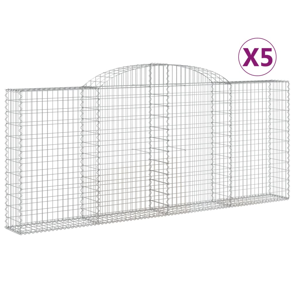 Συρματοκιβώτια Τοξωτά 5 τεμ. 300x30x120/140 εκ. Γαλβαν. Ατσάλι
