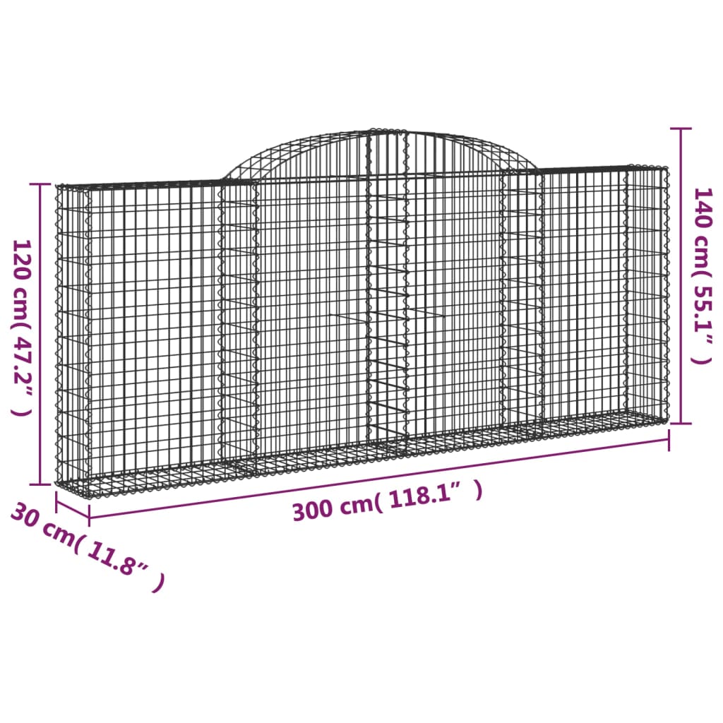 Συρματοκιβώτια Τοξωτά 13 τεμ. 300x30x120/140 εκ. Γαλβαν. Ατσάλι