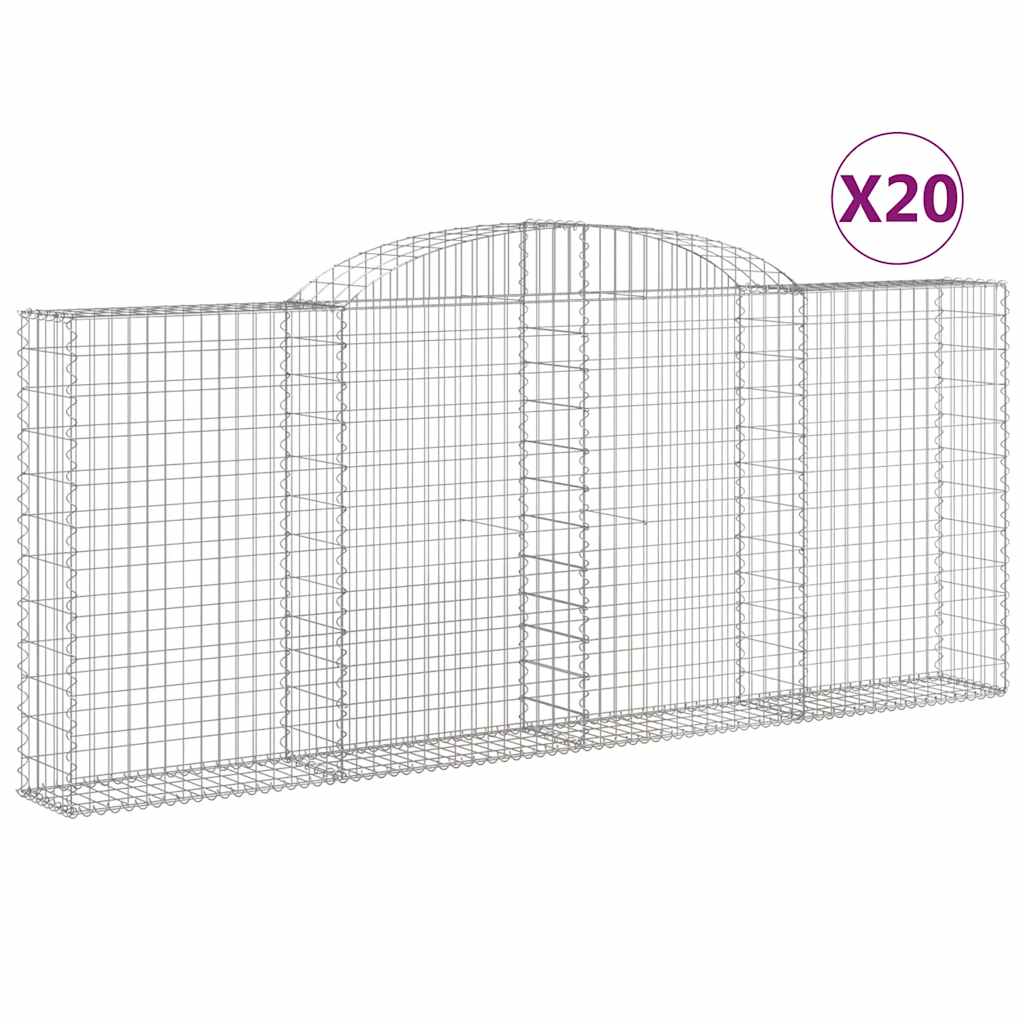 Συρματοκιβώτια Τοξωτά 20 τεμ. 300x30x120/140 εκ. Γαλβαν. Ατσάλι